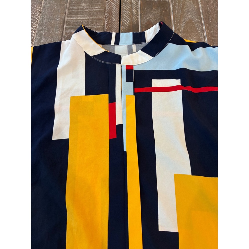 Abstract Geometric Colorblock Shift Dress XL Short Sleeve Mod Art Pop Modernist‎